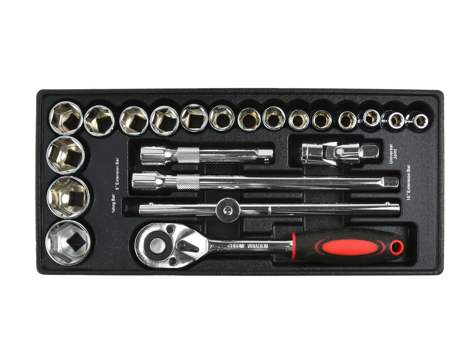 Inzet - Dopsleutelset met ratel 1/2" 10-32mm CRV