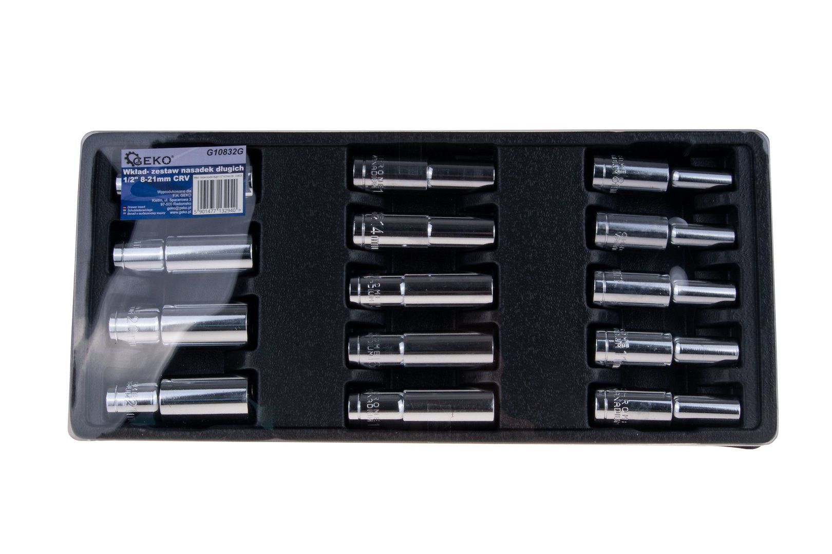 &Inzet - Set lange doppen 1/2" 8-21mm CRV