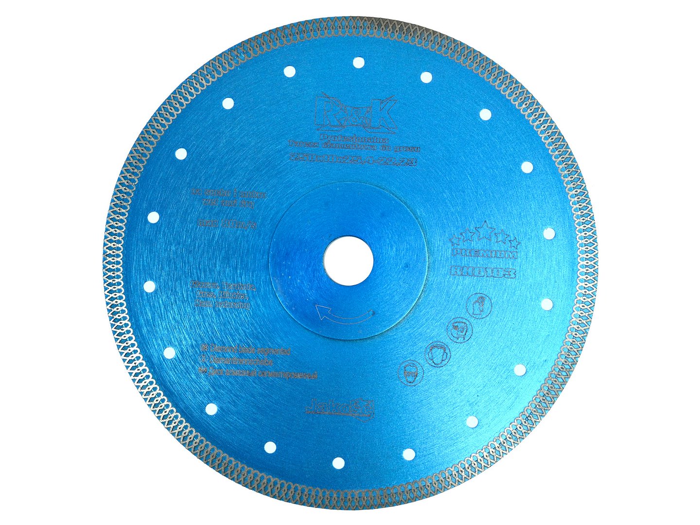 Diamant warmgeperst blad 250 x 10 x 25,4-22,2mm met gaas R&K Premium