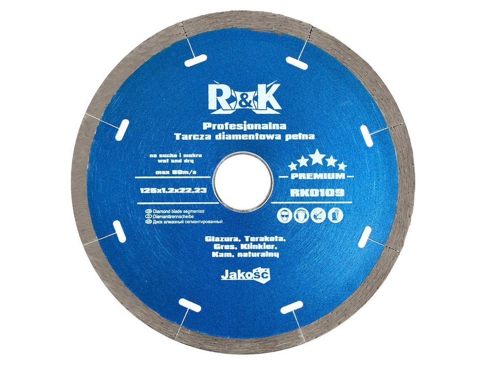 Vaste diamantschijf "hot pressed" 125mmx5x1,4x22.23mm R&K PREMIUM