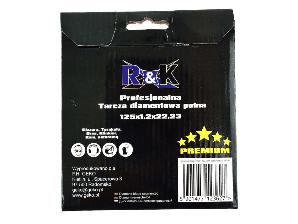 Vaste diamantschijf "hot pressed" 125mmx5x1,4x22.23mm R&K PREMIUM