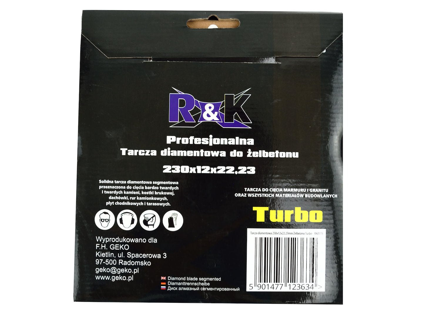 Diamant koudgeperst blad 230 x 12 x 22,23mm segment Turbo Professioneel R&K