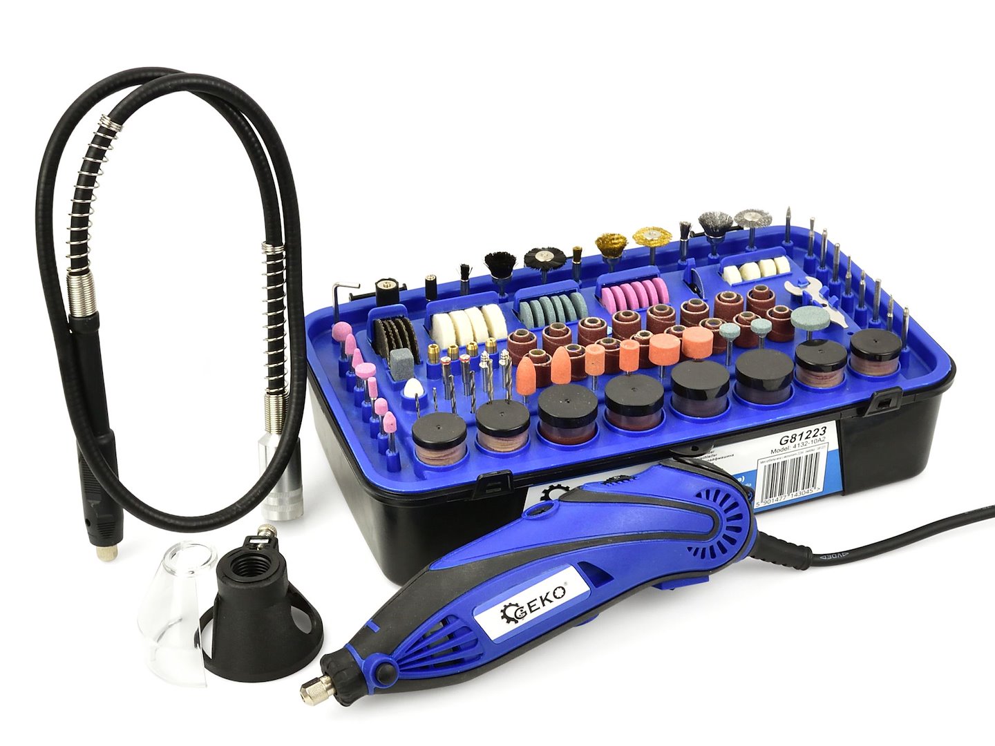 Multigereedschap met Flex-as en Accessoires Assortiment 222 stuks