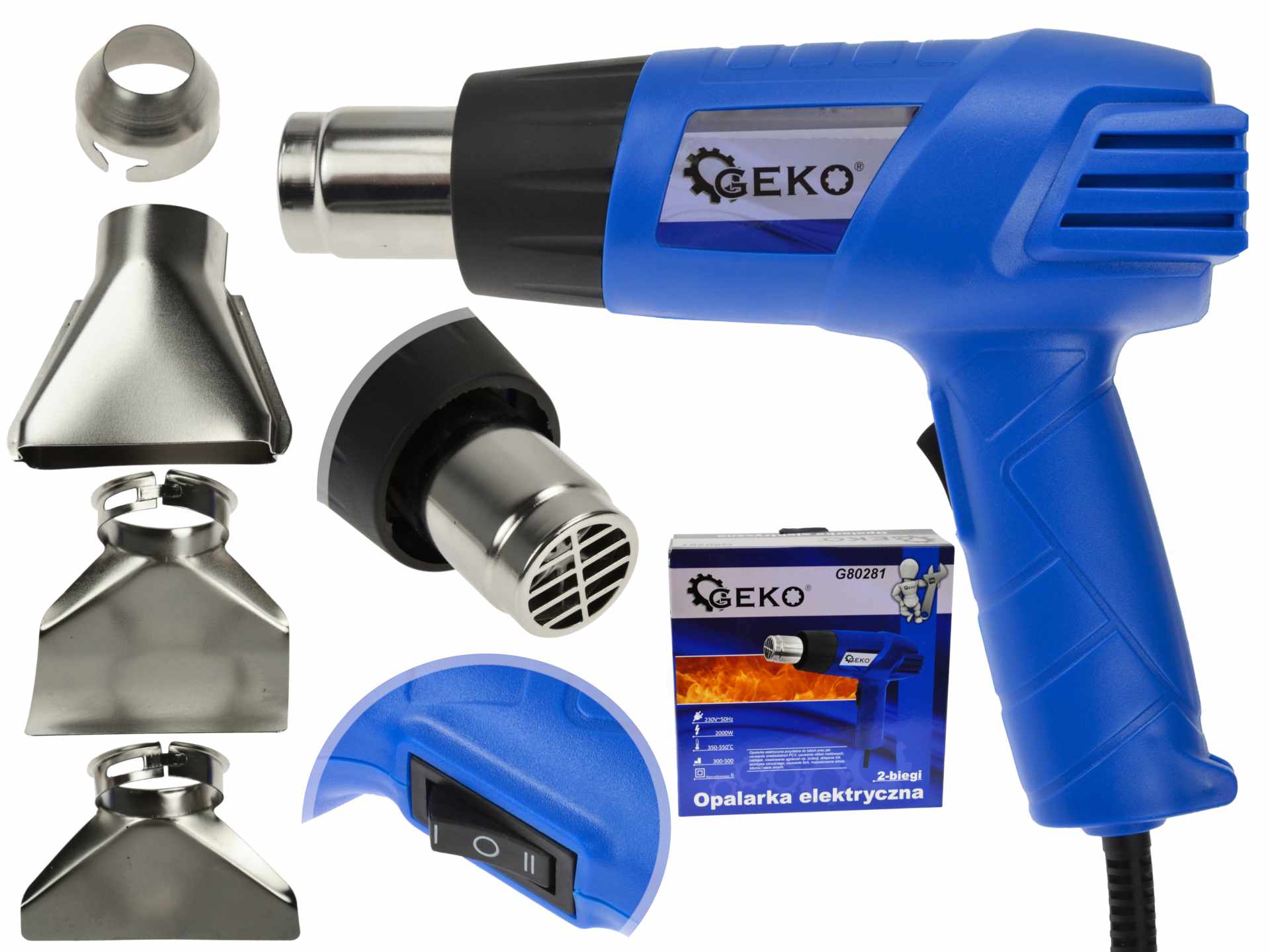 Heteluchtpistool 2000W + 4 stuks accessoires