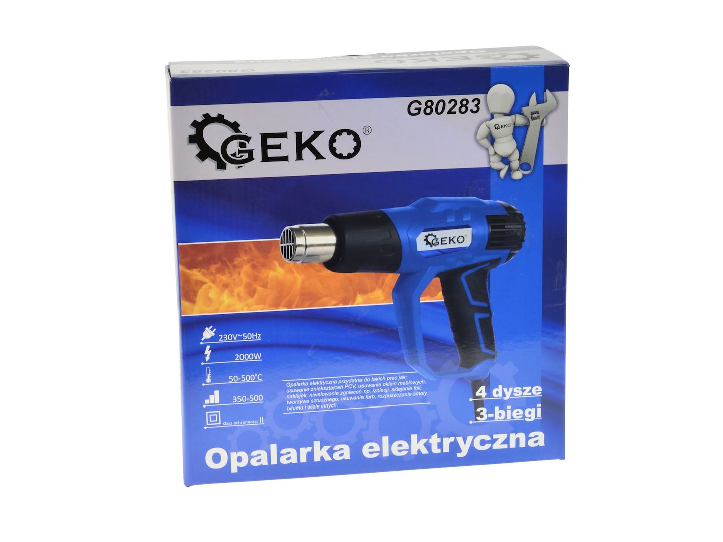 Heteluchtpistool 2000W vermogensregeling + 4 stuks accessoires