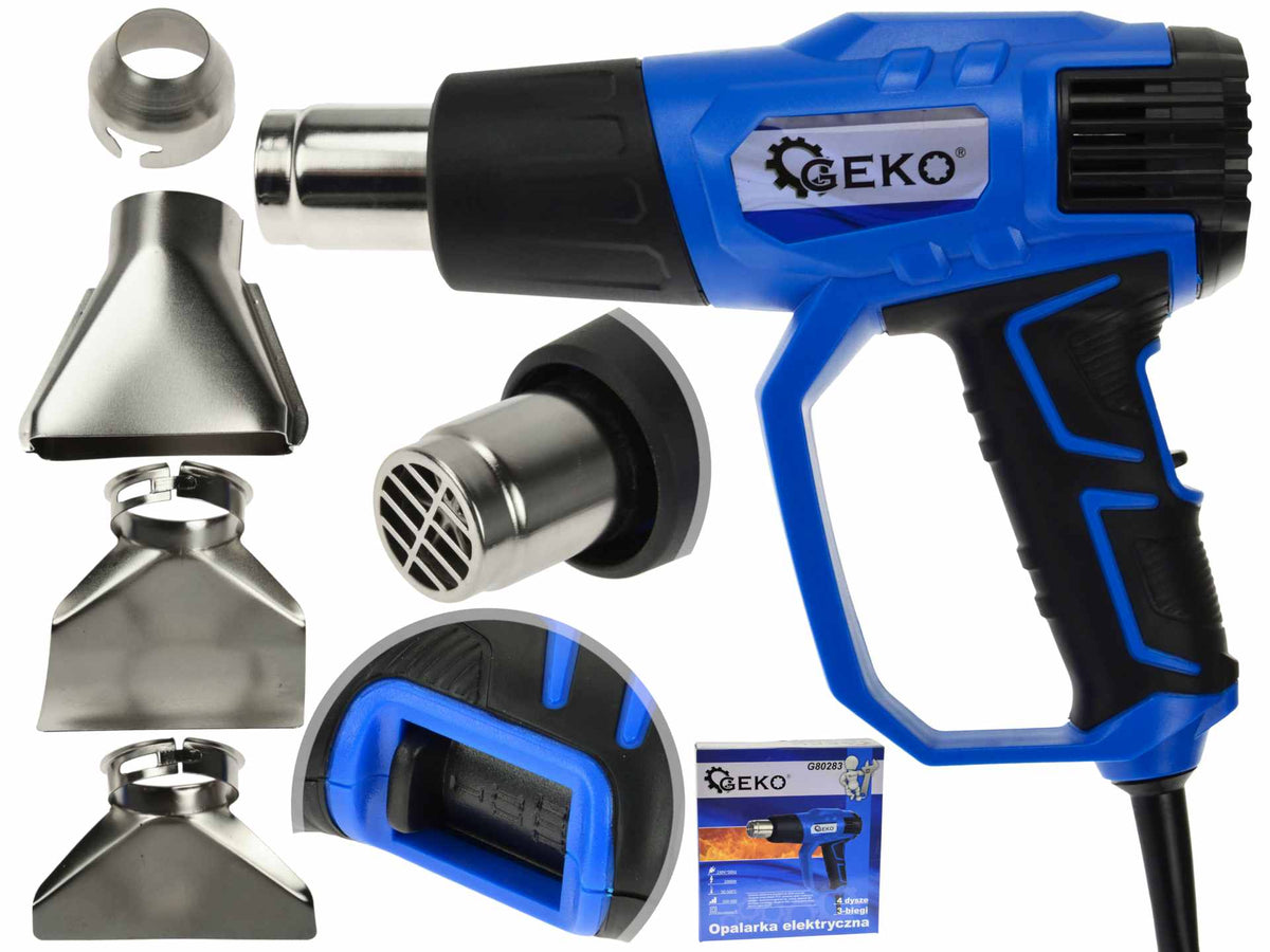 Heteluchtpistool 2000W vermogensregeling + 4 stuks accessoires