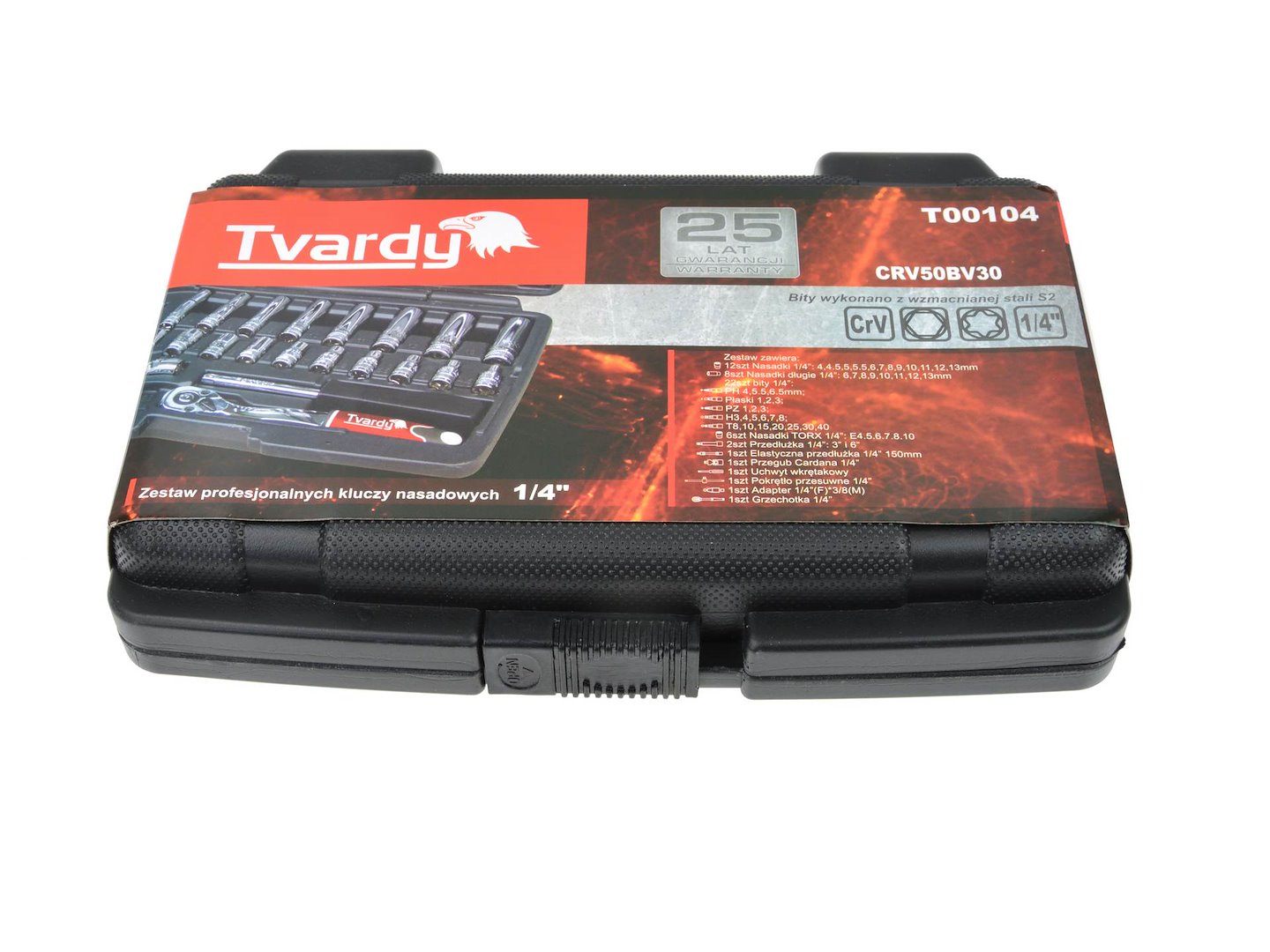 TVARDY Gereedschapsset voor monteurs gepolijst chroom 56 dlg 1/4" aandrijving