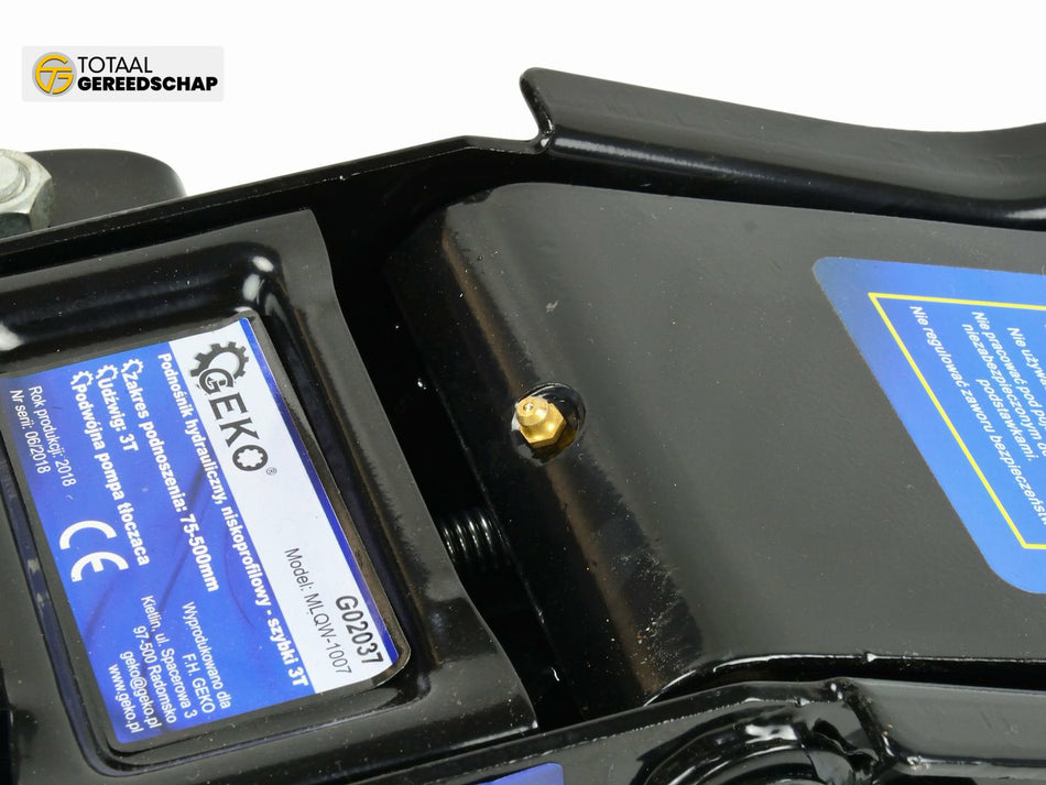 Low Profile Dual Pump Floor Jack 3T 75-500 mm GEKO Premium