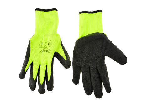 Acrylvoering gekreukte latex gecoate handschoen voor winter GROEN maat: 8