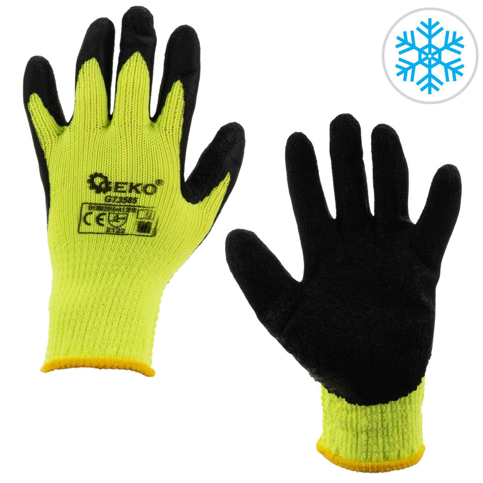 Acrylvoering gekreukte latex gecoate handschoen voor winter GROEN maat: 9