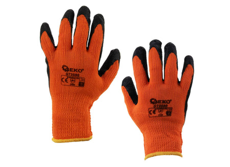 Acrylvoering gekreukte latex gecoate handschoen voor winter ORANJE maat: 8