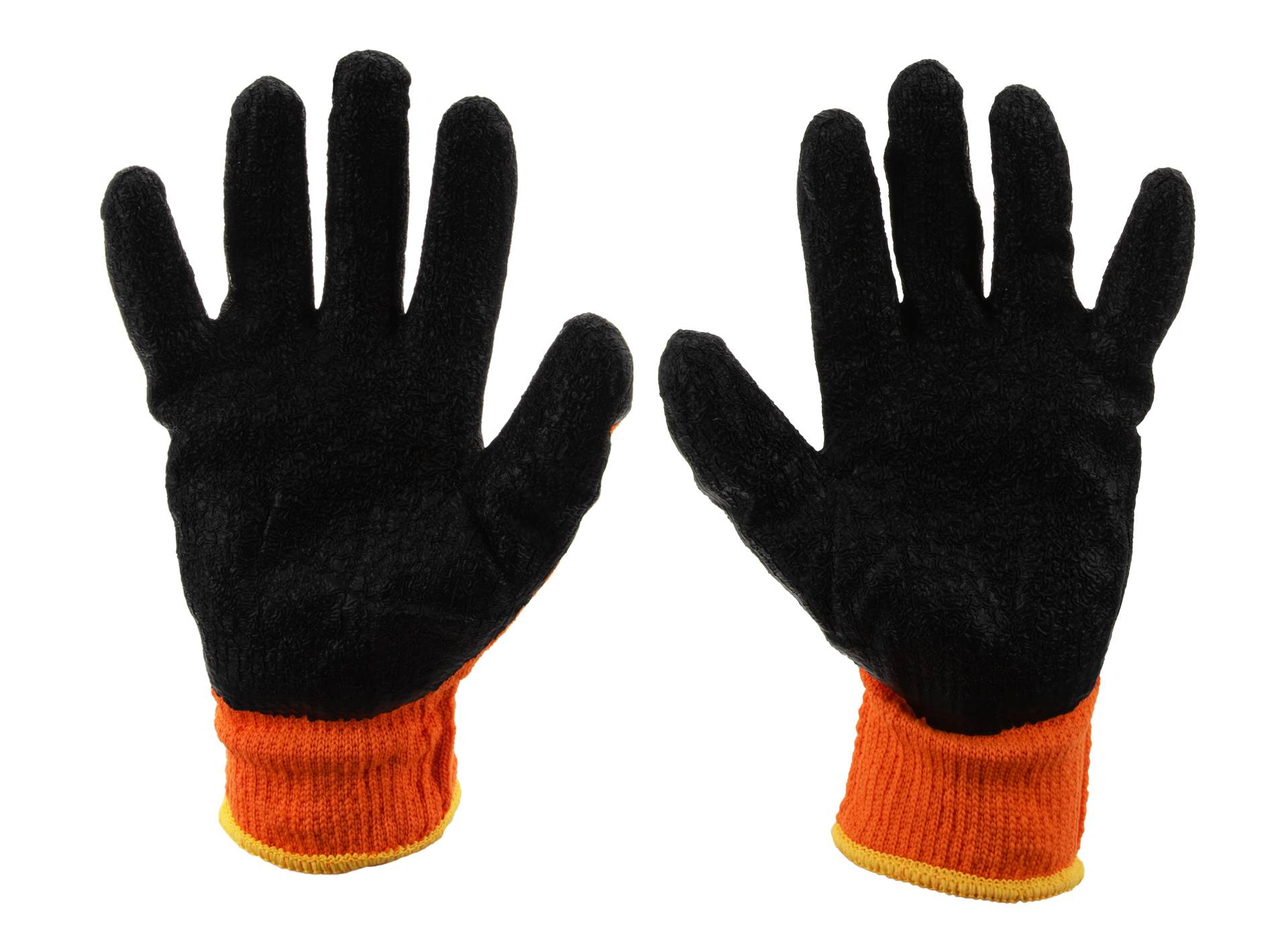 Acrylvoering gekreukte latex gecoate handschoen voor winter ORANJE maat: 8