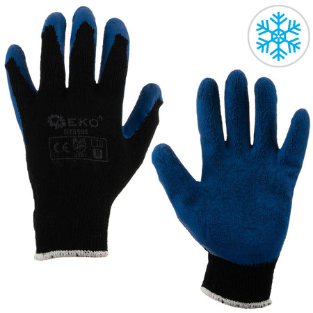 Acrylvoering gekreukte latex gecoate handschoen voor winter BLAUW maat: 9