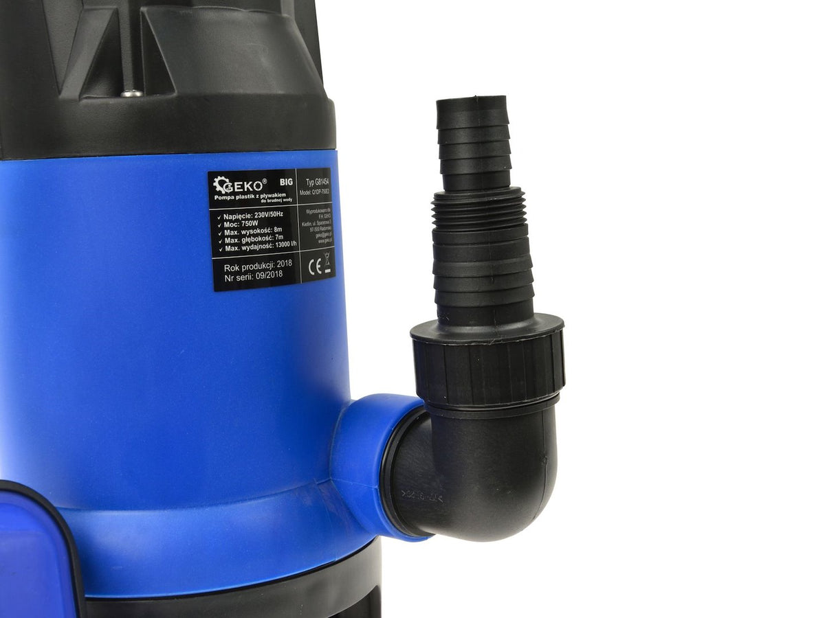 Plastic dompelbare vuilwaterpomp 750W met vlotterschakelaar GROOT
