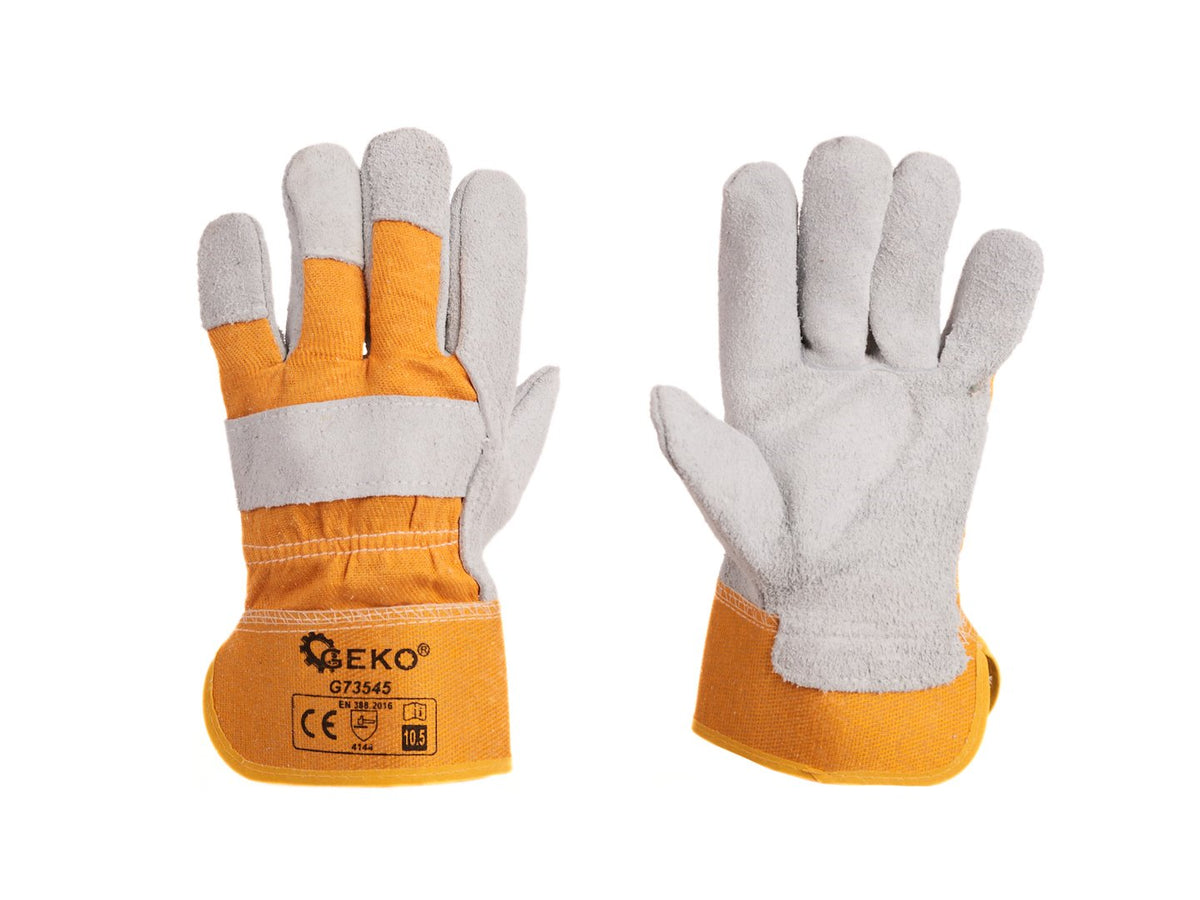 Leren handschoenen met polyester achterkant