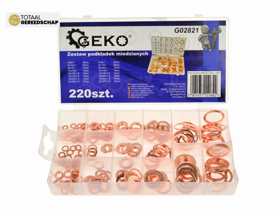 220 pcs Metric Copper Washer Assortment
