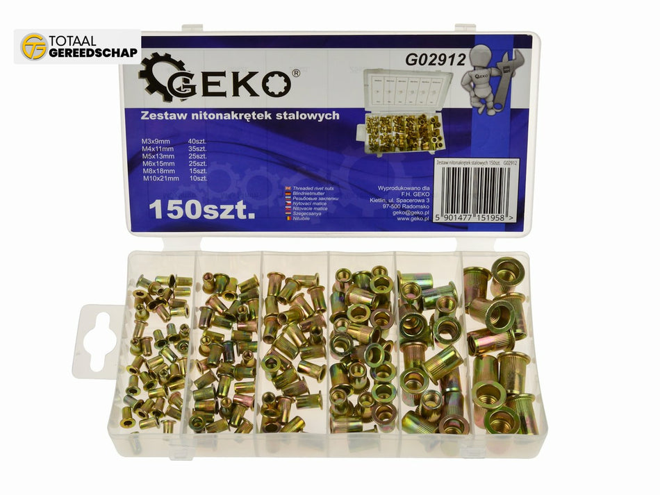 Steel Rivet Nuts Assortment 150pc
