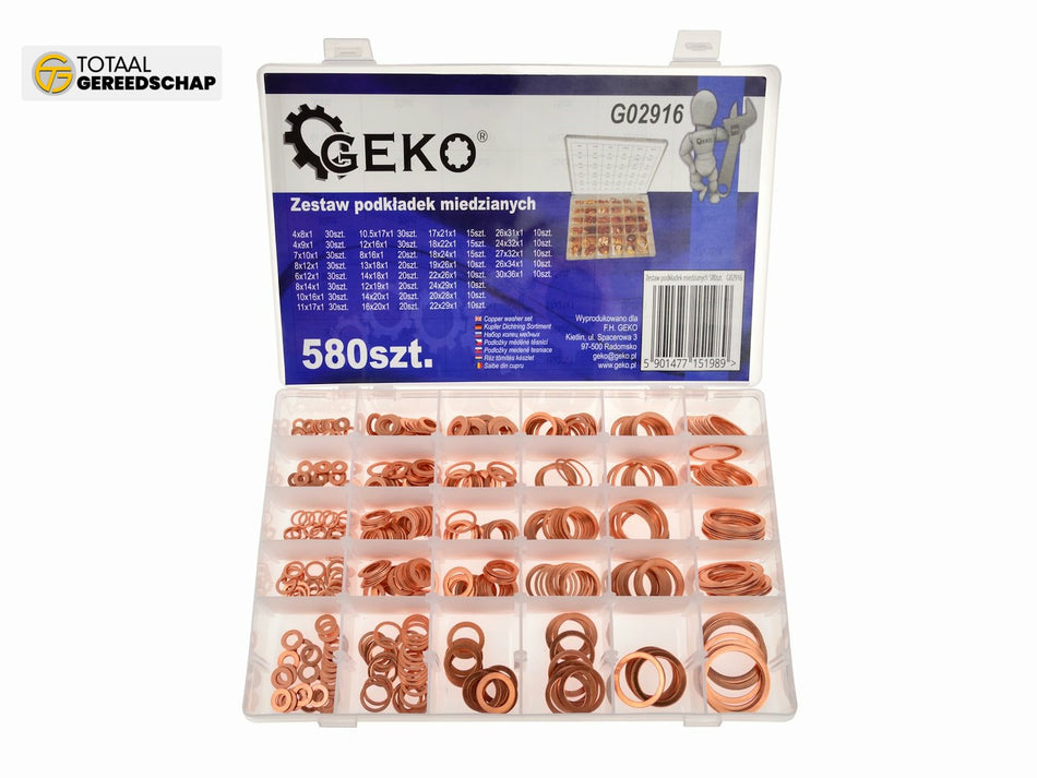 580 pcs Metric Copper Washer Assortment