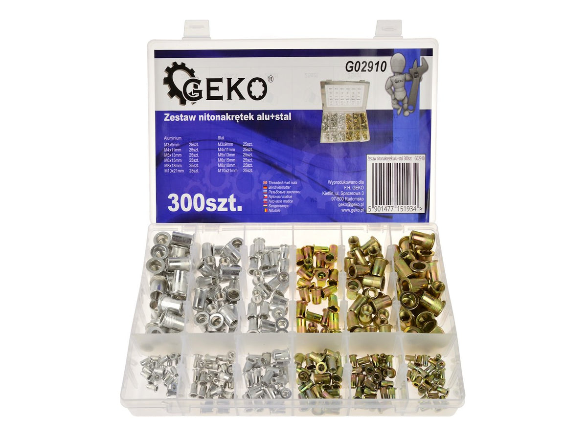 Stalen / aluminium klinkmoeren assortiment 300 stuks