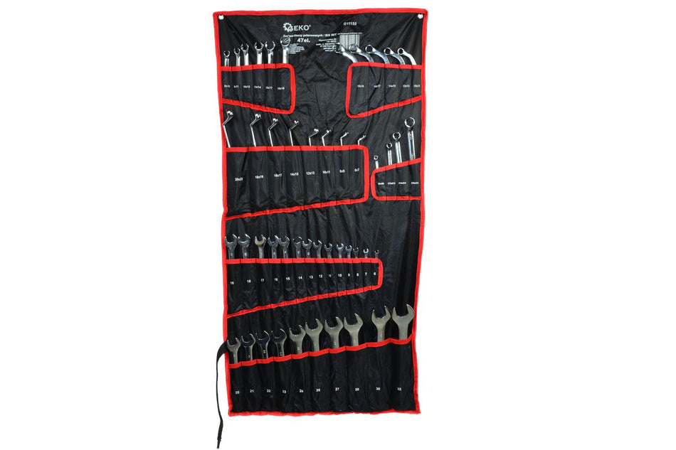 Ringsleutelset met polijstafwerking 6-32mm 47 stuks CrV (opbergrol)