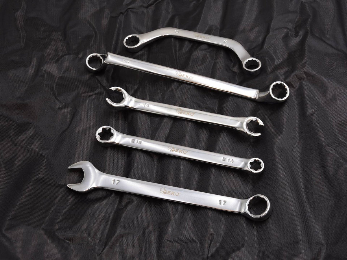 Ringsleutelset met polijstafwerking 6-32mm 47 stuks CrV (opbergrol)