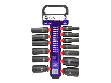Lange slagdopsleutelset 1/2" 10-32mm (13 stuks)