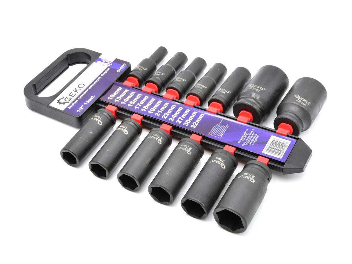Lange slagdopsleutelset 1/2" 10-32mm (13 stuks)