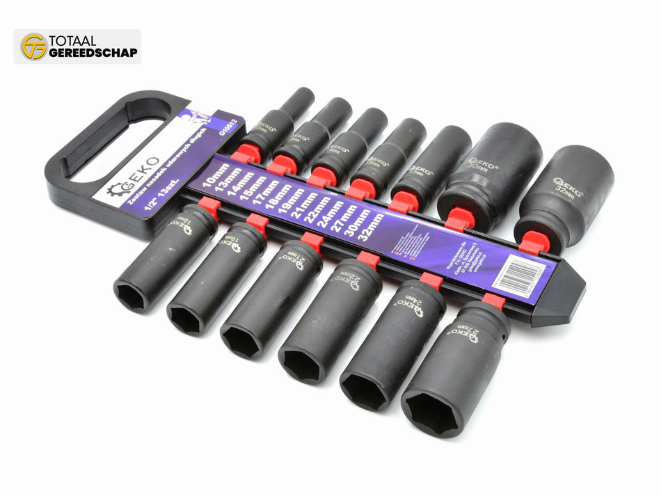 Long Impact Sockets Set 1/2" 10-32mm (13pcs)
