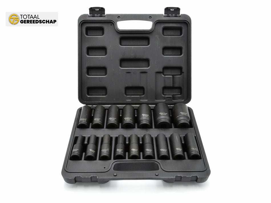 Long Impact Sockets Set 1/2" 10-32mm (16pcs)