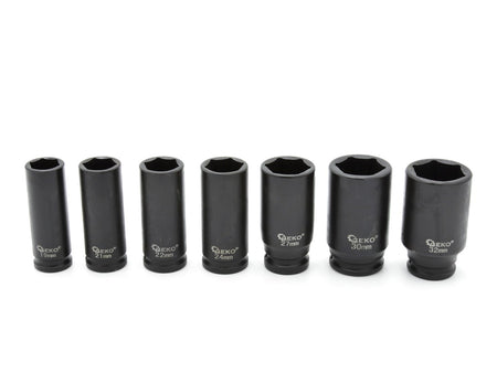 Lange slagdopsleutelset 1/2" 10-32mm (16 stuks)