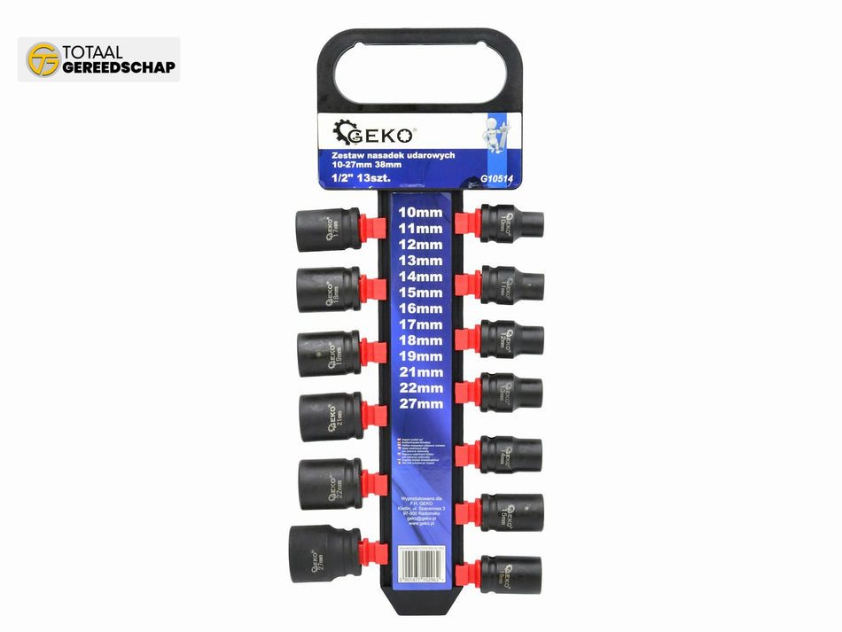 Impact Sockets Set 1/2" 10-27mm 38mm (13pcs)