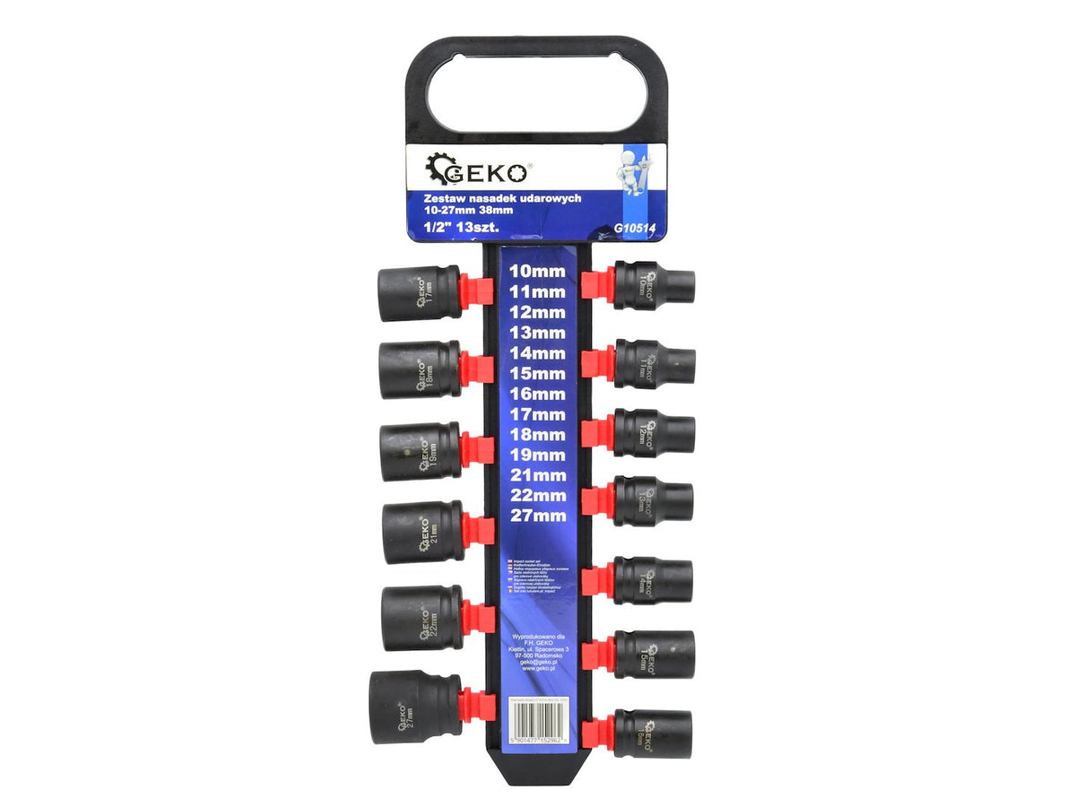 Slagdopsleutelset 1/2" 10-27mm 38mm (13 stuks)