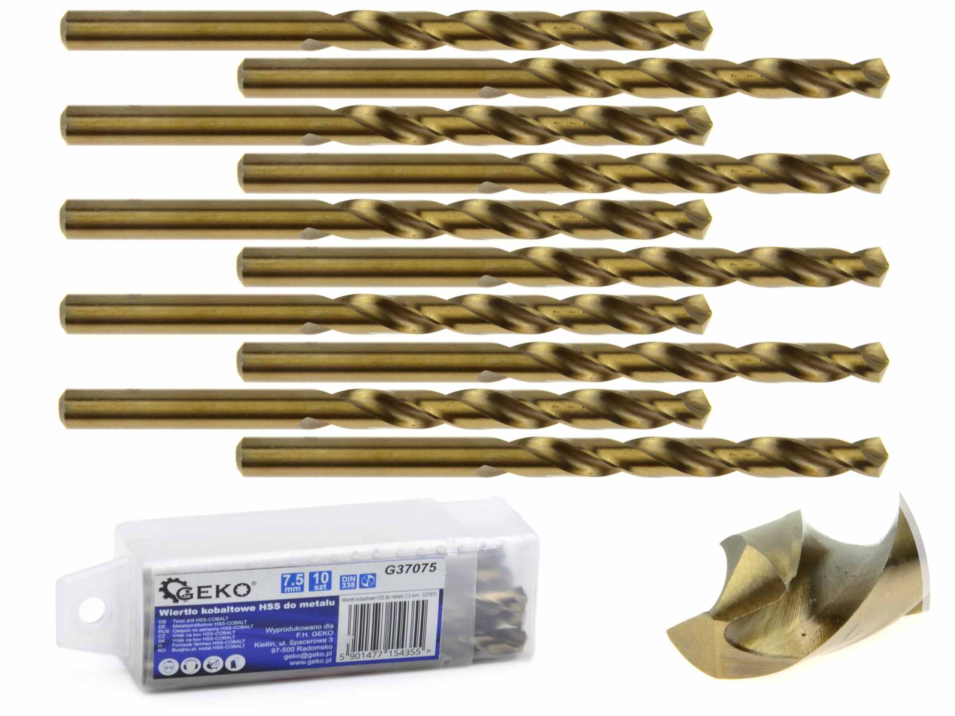 HSS-spiraalboor voor metaal met kobalt 7,5 mm
