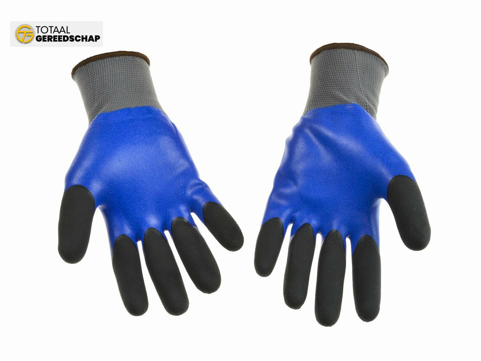 Blue polyester liner foam latex coated with finger double dipped s.8