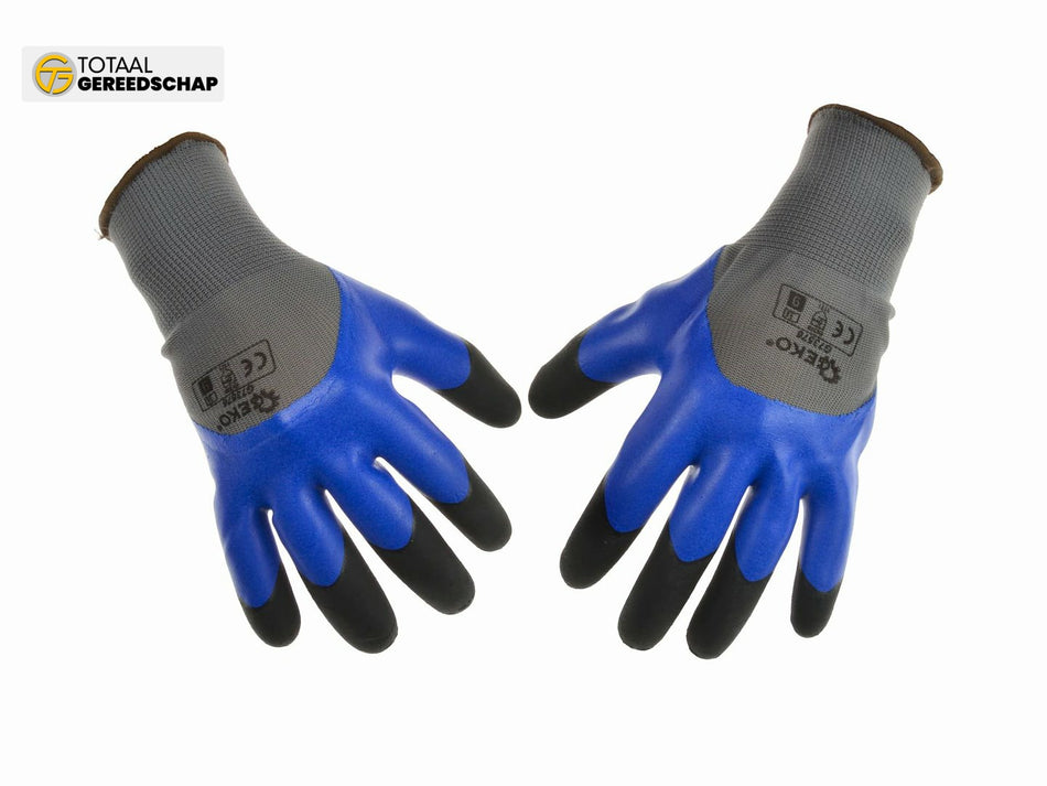 Blue polyester liner foam latex coated with finger double dipped s.9