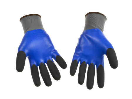 Blauwe polyestervoering schuim latex gecoat met vinger dubbel gedoopt maat 9
