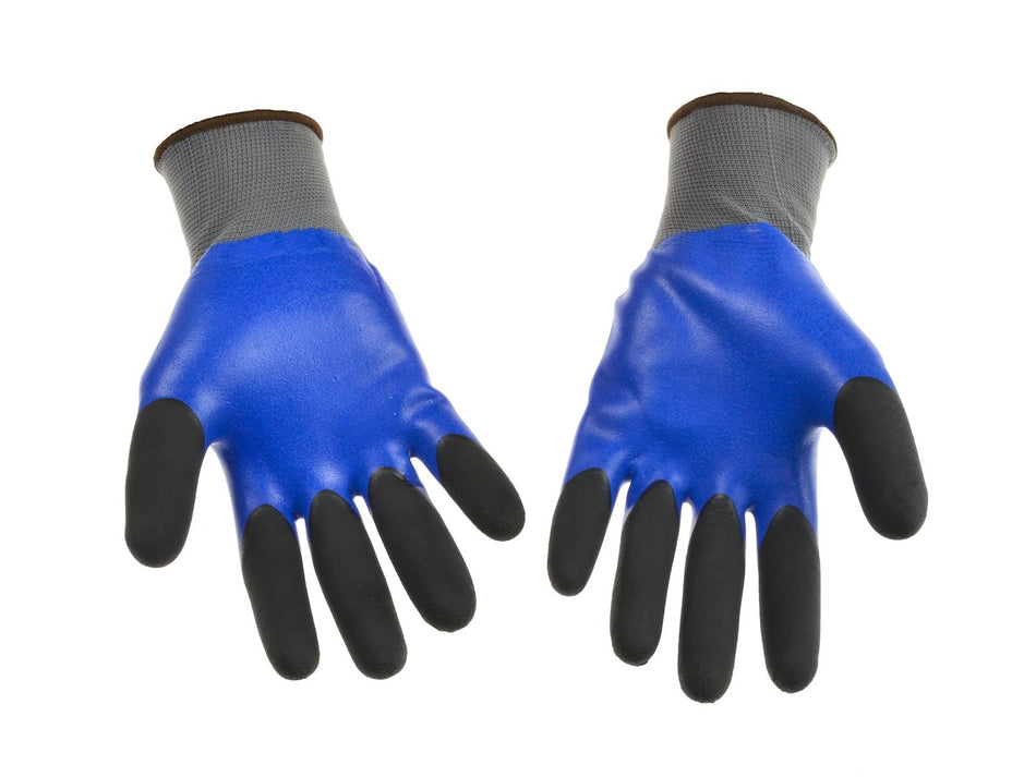 Blauwe polyestervoering schuim latex gecoat met vinger dubbel gedoopt maat 9