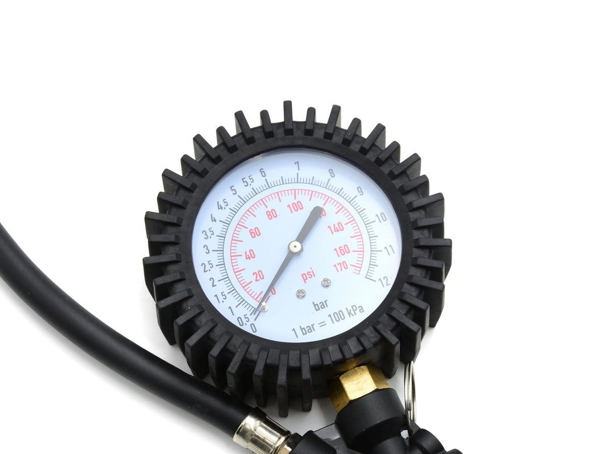 Bandenpomptang met manometer 12 bar