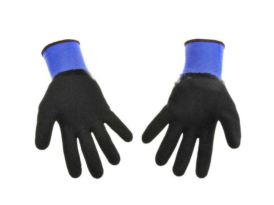 Blauw polyester met 3/4 zwarte latex coating maat 8