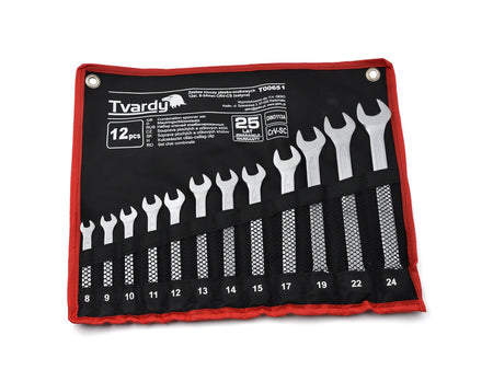12-delige steeksleutel combinatie set 8-24mm, satijn, CRV, koud gestanst