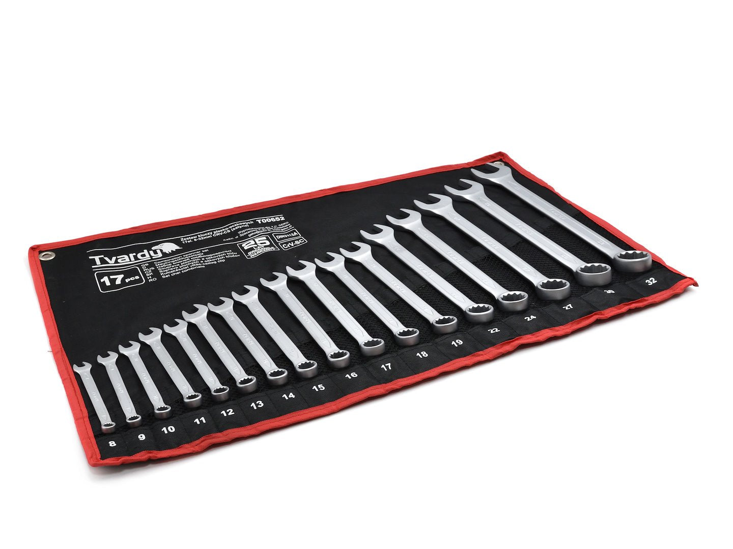17-delige steeksleutel combinatie set 8-32mm, satijn, CRV, koud gestanst