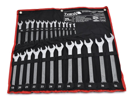 25-delige steeksleutel combinatie set 6-32mm, satijn, CRV, koud gestanst