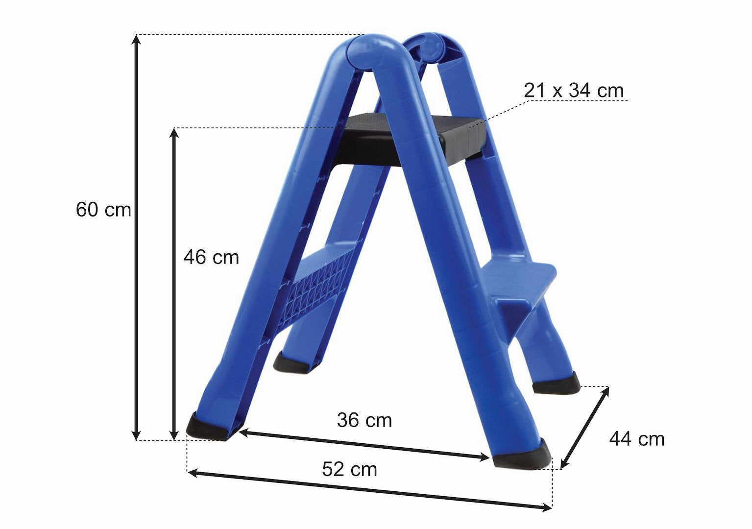Huishoudelijke tweestaps kleine ladder opvouwbare plastic trede 150kg 60cm