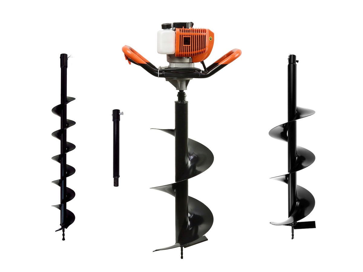 Aardboor + boren (10cm, 20cm, 30cm) + adapter 50cm