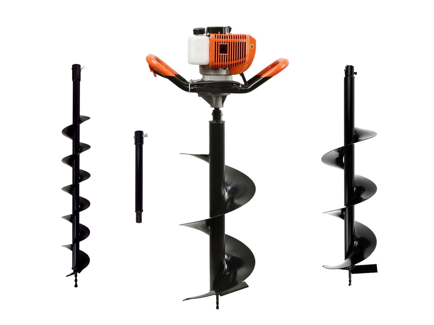 Aardboor + boren (10cm, 20cm, 30cm) + adapter 50cm
