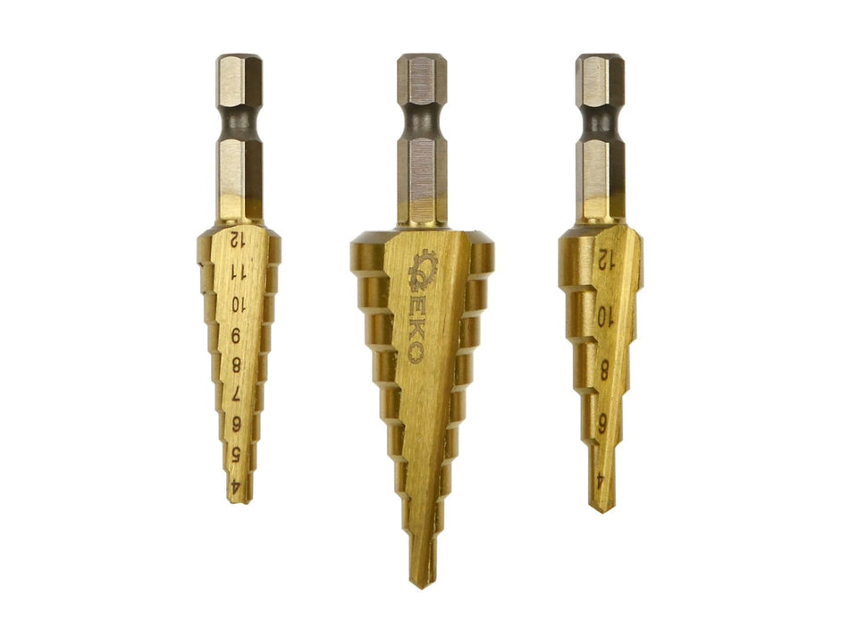 Trappenboorset 1/4" zeskant (3-12,4-12,4-20mm)