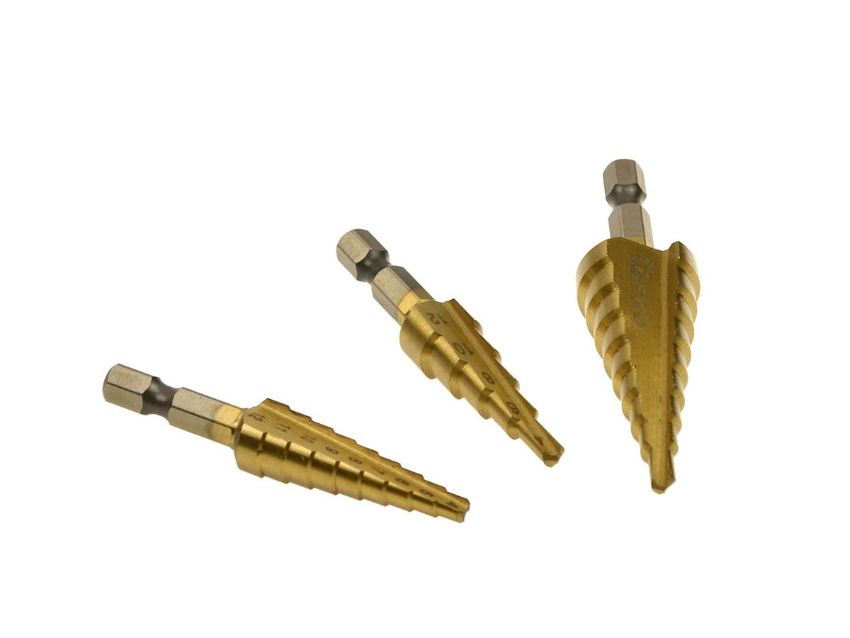 Trappenboorset 1/4" zeskant (3-12,4-12,4-20mm)