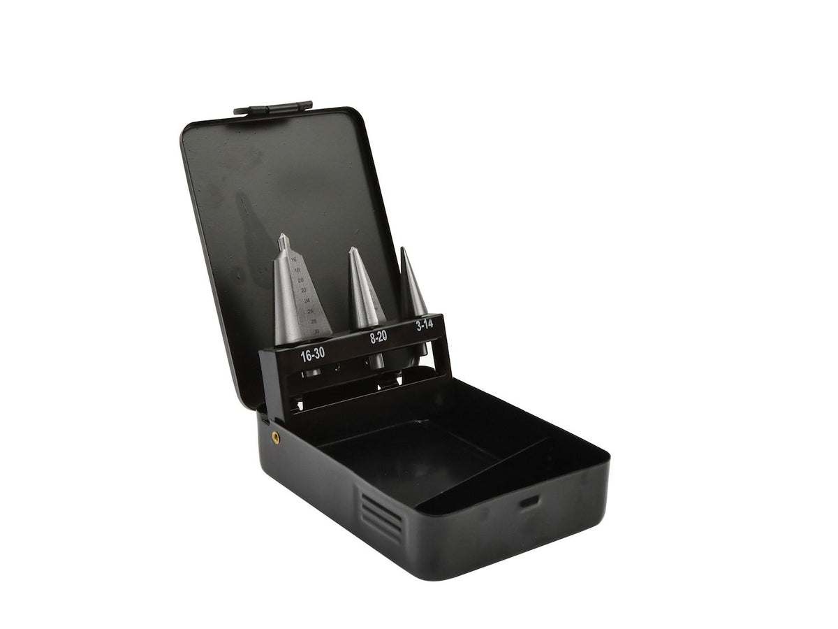 HSS metaalborenset 3 stuks 3-30mm (metalen koffer)