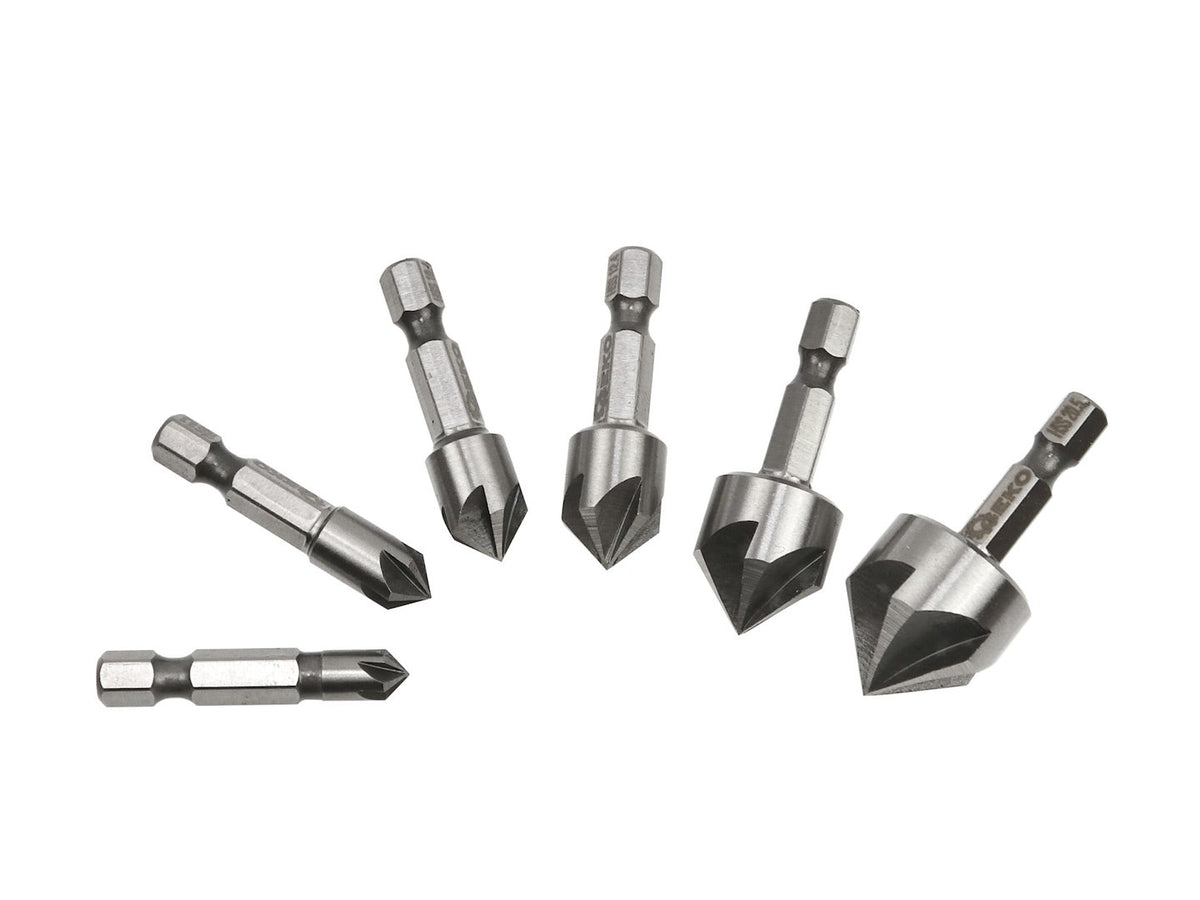 HSS verzinkboren 1/4" zeskant schacht set 6,3-20,5mm 6 stuks