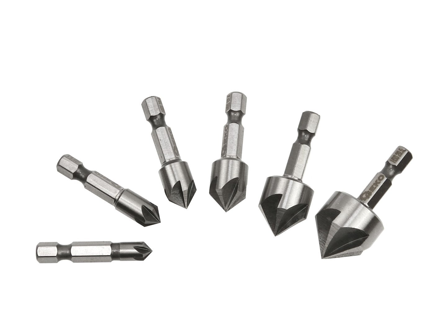HSS verzinkboren 1/4" zeskant schacht set 6,3-20,5mm 6 stuks